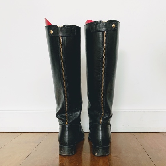 J. Crew | Black leather knee high boots w/ zippers - Picture 2 of 9